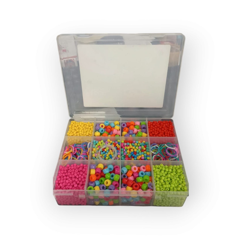 CAJA 12 DIV.  C/CUENTAS P/BIJOU FLUO RECTANG.